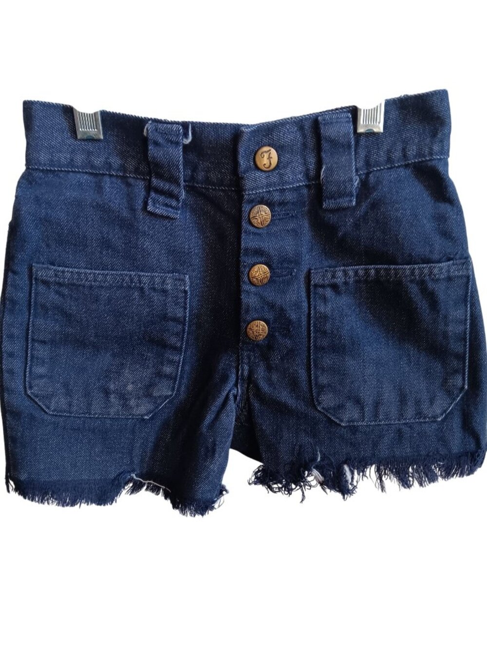 Vintage Shorts Boys 8 Farah Denim Snap Buttonfy Cut-Off Frayed Hem 1970's Hippy